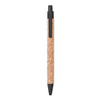 Branded Promotional PUSH BUTTON BALL PEN with Cork Barrel & Eco-friendly Wheat Straw 50% & Abs Plastic 50% Fittings Pen From Concept Incentives.