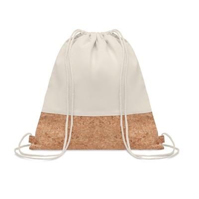 Branded Promotional TWILL COTTON DRAWSTRING BAG with Cork Detail Bag From Concept Incentives.