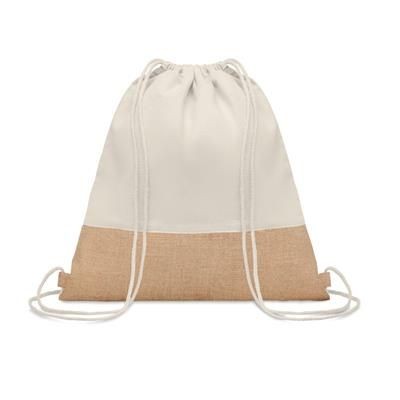 Branded Promotional TWILL COTTON DRAWSTRING BAG with Jute Detailing Bag From Concept Incentives.