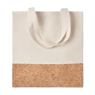 Branded Promotional TWILL COTTON SHOPPER TOTE BAG with Cork Detailing Bag From Concept Incentives.