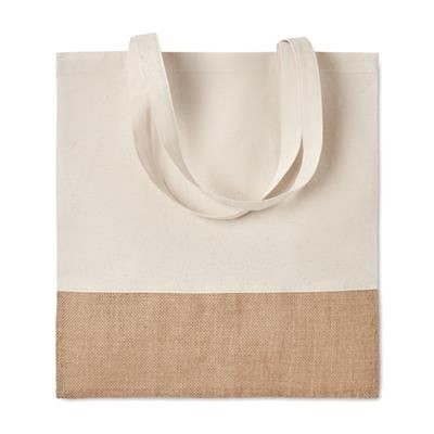 Branded Promotional TWILL COTTON SHOPPER TOTE BAG with Jute Detail Bag From Concept Incentives.