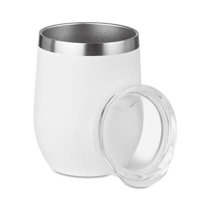 Branded Promotional 350ML POWDER COATED DOUBLE WALL STAINLESS STEEL METAL 304 18-8 MUG Travel Mug From Concept Incentives.