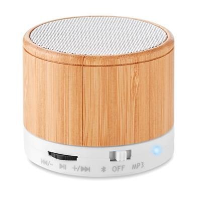 Branded Promotional BLUETOOTH SPEAKER in Abs with Bamboo Casing & LED Light Indication Speakers From Concept Incentives.