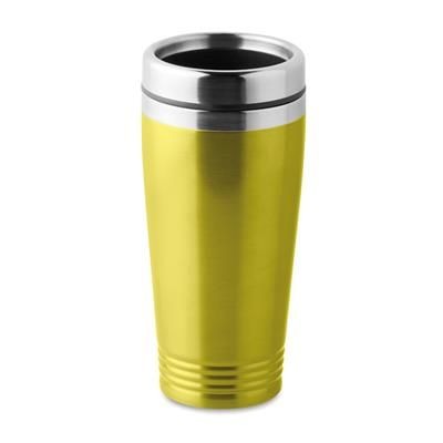 Branded Promotional DOUBLE WALL STAINLESS STEEL METAL TRAVEL CUP with Black Pp Lid Travel Mug From Concept Incentives.