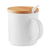 Branded Promotional PORCELAIN MUG OF 380 ML CAPACITY with Spoon & Bamboo Lid Mug From Concept Incentives.