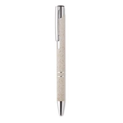 Branded Promotional PUSH BUTTON BALL PEN in 50% Wheat Straw & 50% Abs Material with Silver Fittings Pen From Concept Incentives.