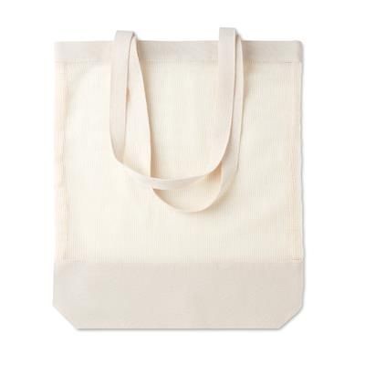 Branded Promotional MESH COTTON SHOPPER TOTE BAG with Long Handles Bag From Concept Incentives.
