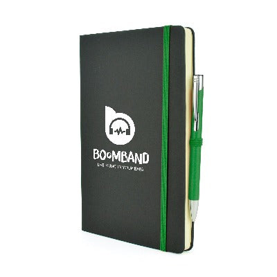 Branded Promotional A5 MOLE MATE in Black and Green Notebook from Concept Incentives