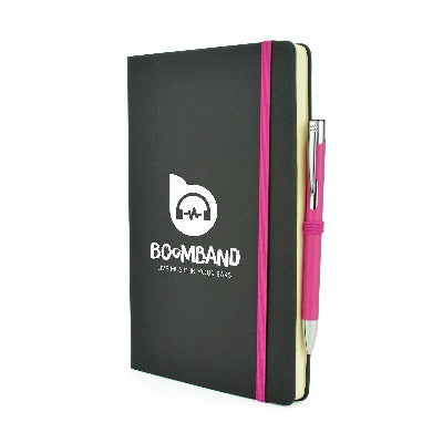Branded Promotional A5 MOLE MATE in Black and Pink Notebook from Concept Incentives
