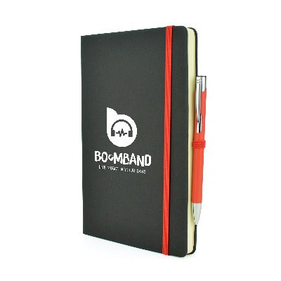 Branded Promotional A5 MOLE MATE in Black and Red Notebook from Concept Incentives