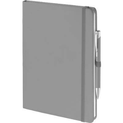 Branded Promotional MOOD DUO SET in Light Grey Notebook and Pen from Concept Incentives