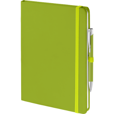 Branded Promotional MOOD DUO SET in Lime Green Notebook and Pen from Concept Incentives