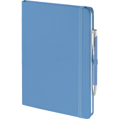 Branded Promotional MOOD DUO SET in Pastel Blue Notebook and Pen from Concept Incentives