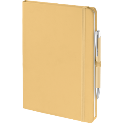 Branded Promotional MOOD DUO SET in Pastel Yellow Notebook and Pen from Concept Incentives