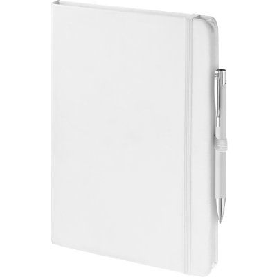 Branded Promotional MOOD DUO SET in White Notebook and Pen from Concept Incentives