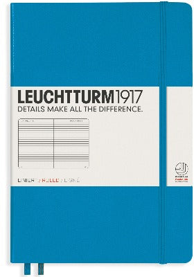 Branded Promotional LEUCHTTURM 1917 HARDCOVER MEDIUM A5 NOTE BOOK in Azure Blue Jotter From Concept Incentives.