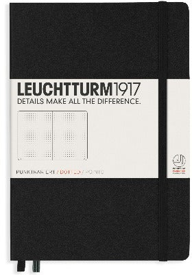 Branded Promotional LEUCHTTURM 1917 HARDCOVER MEDIUM A5 NOTE BOOK in Black Jotter From Concept Incentives.
