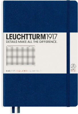 Branded Promotional LEUCHTTURM 1917 HARDCOVER MEDIUM A5 NOTE BOOK in Navy Blue Jotter From Concept Incentives.