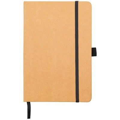 Branded Promotional BROADSTAIRS A5 KRAFT PAPER NOTE BOOK in Natural and Black from Concept Incentives