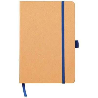 Branded Promotional BROADSTAIRS A5 KRAFT PAPER NOTE BOOK in Natural and Blue from Concept Incentives