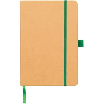 Branded Promotional BROADSTAIRS A5 KRAFT PAPER NOTE BOOK in Natural and Green from Concept Incentives