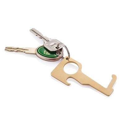 Branded Promotional BRASS HYGIENIC ZERO CONTACT KEYRING CHAIN in Brown Keyring From Concept Incentives.