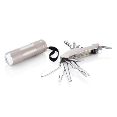 Branded Promotional OUTDOOR QUATRO SET in Silver Multi Tool From Concept Incentives.