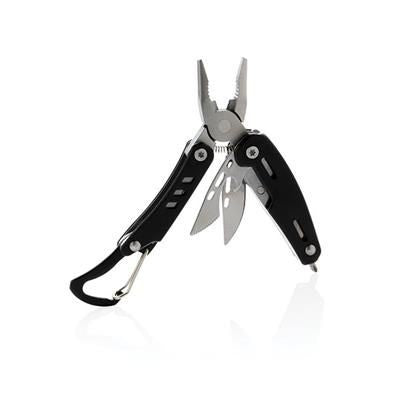 Branded Promotional SOLID MINI MULTI TOOL with Carabiner in Black Multi Tool From Concept Incentives.