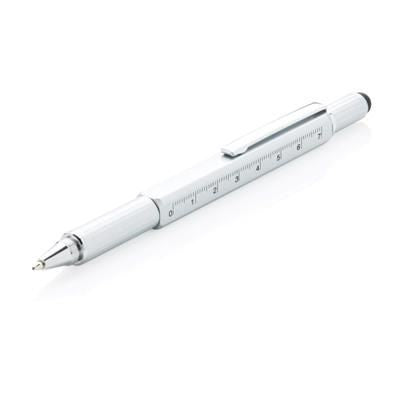 Branded Promotional 5-IN-1 ALUMINIUM METAL TOOLPEN in Grey Multi Tool From Concept Incentives.