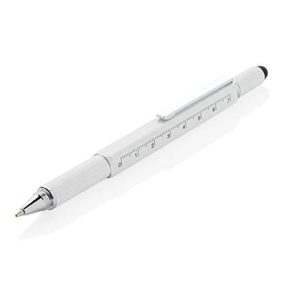 Branded Promotional 5-IN-1 ALUMINIUM METAL TOOLPEN in White Multi Tool From Concept Incentives.