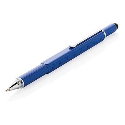 Branded Promotional 5-IN-1 ALUMINIUM METAL TOOLPEN in Blue Multi Tool From Concept Incentives.