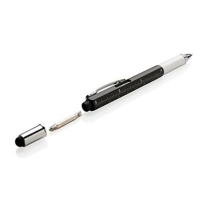 Branded Promotional 5-IN-1 ABS TOOLPEN in Black Multi Tool From Concept Incentives.