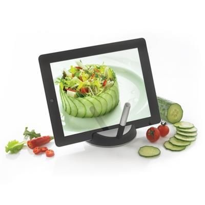 Branded Promotional CHEF TABLET STAND with Touchpen in Black & Silver iPad From Concept Incentives.