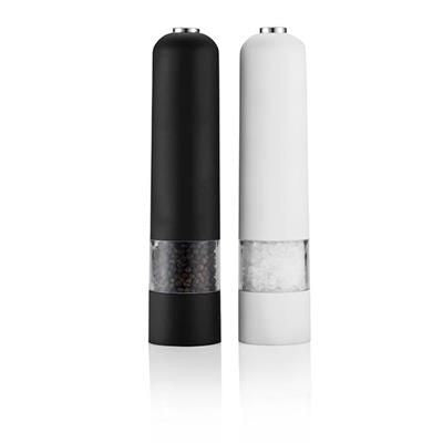 Branded Promotional ELECTRIC PEPPER AND SALT MILL SET in White Salt &amp; Pepper Set From Concept Incentives.