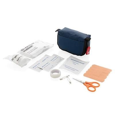 Branded Promotional FIRST AID SET in Pouch in Navy Blue First Aid Kit From Concept Incentives.