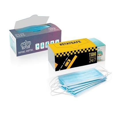 Branded Promotional DISPOSABLE NON-STERILE SURGICAL FACE MASK - BOX OF 50 Face Mask From Concept Incentives.