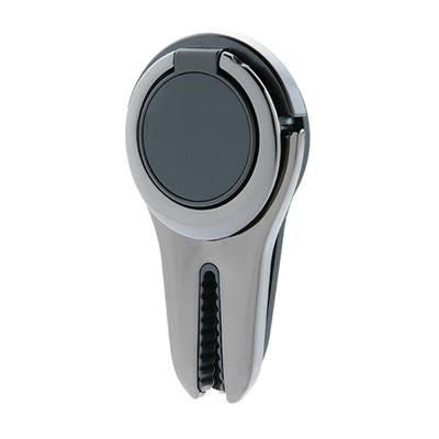 Branded Promotional CAR AIR VENT MOBILE PHONE HOLDER with Ring in Black Mobile Phone Holder From Concept Incentives.