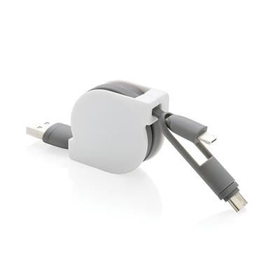 Branded Promotional 3-IN-1 RETRACTABLE CABLE in White Cable From Concept Incentives.
