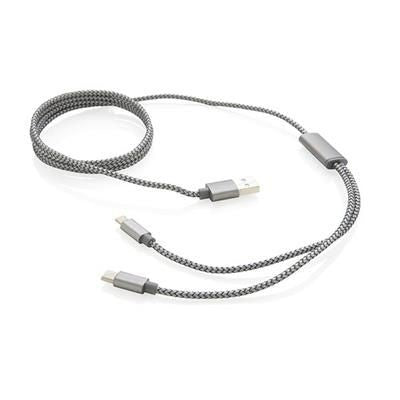 Branded Promotional 3-IN-1 BRAIDED CABLE in Grey Cable From Concept Incentives.