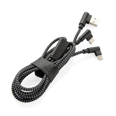 Branded Promotional SWISS PEAK LUXURY 3-IN-1 CABLE in Black Cable From Concept Incentives.