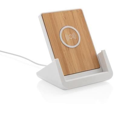 Branded Promotional ONTARIO 5W CORDLESS CHARGER STAND in White Charger From Concept Incentives.