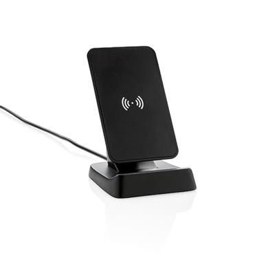 Branded Promotional 10W CORDLESS FAST CHARGER STAND Charger in Black From Concept Incentives.