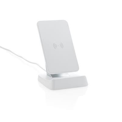 Branded Promotional 10W CORDLESS FAST CHARGER STAND Charger in White From Concept Incentives.