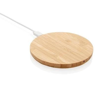Branded Promotional BAMBOO 5W CORDLESS CHARGER in Brown Charger From Concept Incentives.