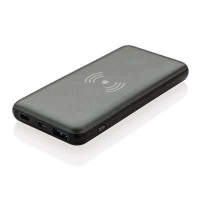 Branded Promotional 10,000 Mah FAST CHARGER 10W CORDLESS POWERBANK in Grey Charger From Concept Incentives.