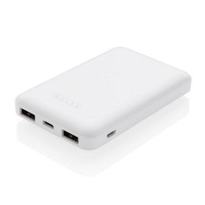 Branded Promotional 5,000 Mah CORDLESS CHARGER POCKET POWERBANK in White Charger From Concept Incentives.