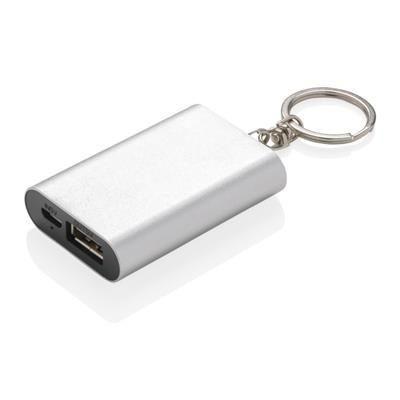 Branded Promotional 1,000 Mah KEYRING CHAIN POWERBANK in Silver Charger From Concept Incentives.