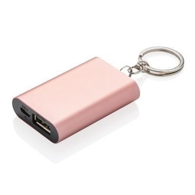 Branded Promotional 1,000 Mah KEYRING CHAIN POWERBANK in Pink Charger From Concept Incentives.