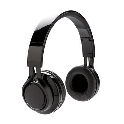 Branded Promotional LIGHT UP LOGO CORDLESS HEADPHONES in Black Earphones From Concept Incentives.