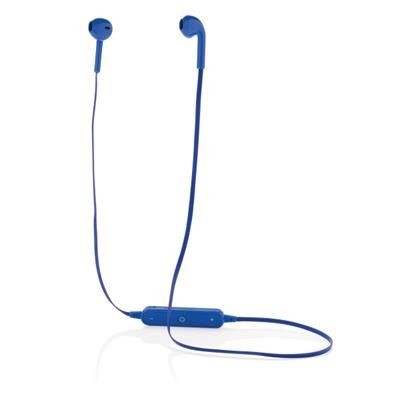 Branded Promotional CORDLESS EARBUDS in Pouch in Blue Earphones From Concept Incentives.